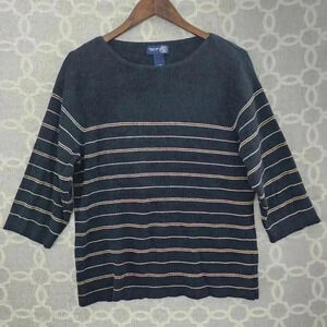 Venezia Jeans Scoop Neck Striped Blue Stretched Women's Knit Top 18/20